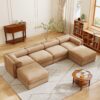 Modular Sectional Sofa With Storage Ottoman Extra Large U Shaped Convertible Couch Deep Seat Cylindrical Backrest And Armrests Chenille - Camel - Image 9