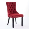 Classic Velvet Dining Chairs, High-End Tufted Solid Wood Contemporary Velvet Upholstered Dining Chair With Wood Legs Nailhead (Set of 2) - Burgundy - Image 3