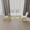 Modern Glass Dining Table Set For 4 With Golden Plating Legs And Chairs - Transparent - Image 2