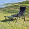 Camping Lounge Chair With Detachable Footrest, Portable Folding Reclining Camping Chair With Adjustable Backrest For Indoor And Outdoor Camping Beach Hiking Fishing - Green / Black - Image 4
