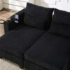 Convertible Chaise Lounge Sofa Chair Bed With USB Ports, Cup Holders & Storage - Black - Image 3