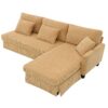 Modern L-Shaped Corduroy Sofa With Reversible Chaise, 4 Seat Upholstered Sectional Indoor Furniture, Convertible Sleeper Couch With Pillows - Light Brown - Image 9