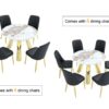Stainless Steel Pattern Burning Stone Round Table Suitable For 2, 4 Or 6 People - Gold / White - Image 20