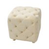 Modern Velvet Upholstered Ottoman, Exquisite Small End Table, Soft Foot Stool, Dressing Makeup Chair, Comfortable Seat For Living Room, Bedroom, Entrance - Beige - Image 7