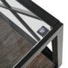Industrial Style Coffee Table For Bedroom & Living Room With Tempered Glass & Wood Grain - Wood - Image 8