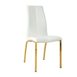 Modern Upholstered Dining Chair (Set of 4) With Gold Plated Metal Legs - White