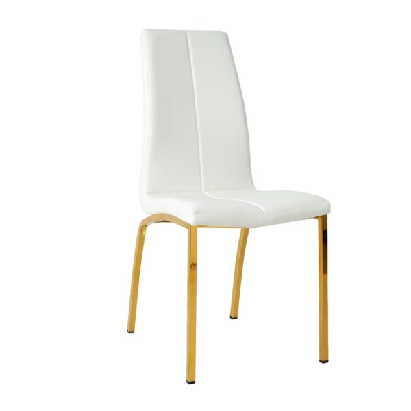 Modern Upholstered Dining Chair (Set of 4) With Gold Plated Metal Legs - White
