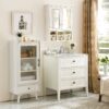 Bathroom Storage Cabinet, Medicine Cabinets For Bathroom With Mirror, 2 Doors 2 Adjustable Shelf & 3 Christmas Style Storage Basket - White - Image 6