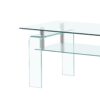 Rectangle Clear Glass Coffee Table, Modern Glass Coffee Table For Living Room, 2 Tier Storage Center Coffee Table, Tempered Glass Tea Table - Transparent - Image 6