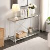 Chrome Glass Sofa Table, Acrylic Side Table, Console Table For Living Room & Bedroom - Chrome - Image 2