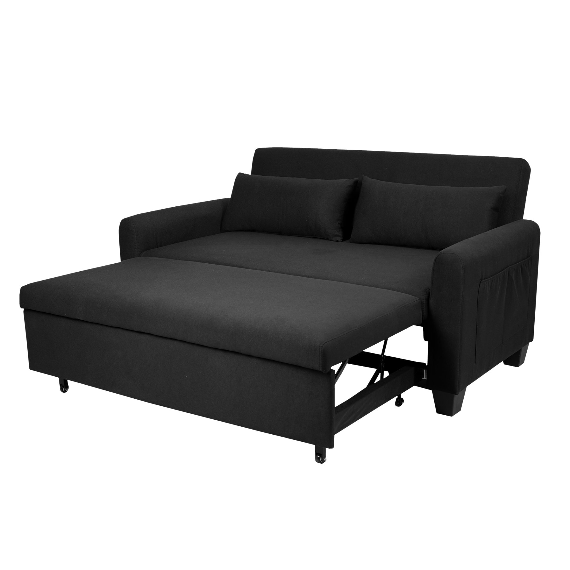 Balus - 2 In 1 Convertible Sofa Bed & Storage And Adjustable Backrest - Black - Image 11