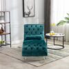 Velvet Chaise Lounge Indoor, Button Tufted Upholstered Chaise Lounge Chair With Pillow - Teal - Image 4