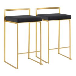 Fuji - Contemporary Counter Stool (Set of 2) - Gold / Black