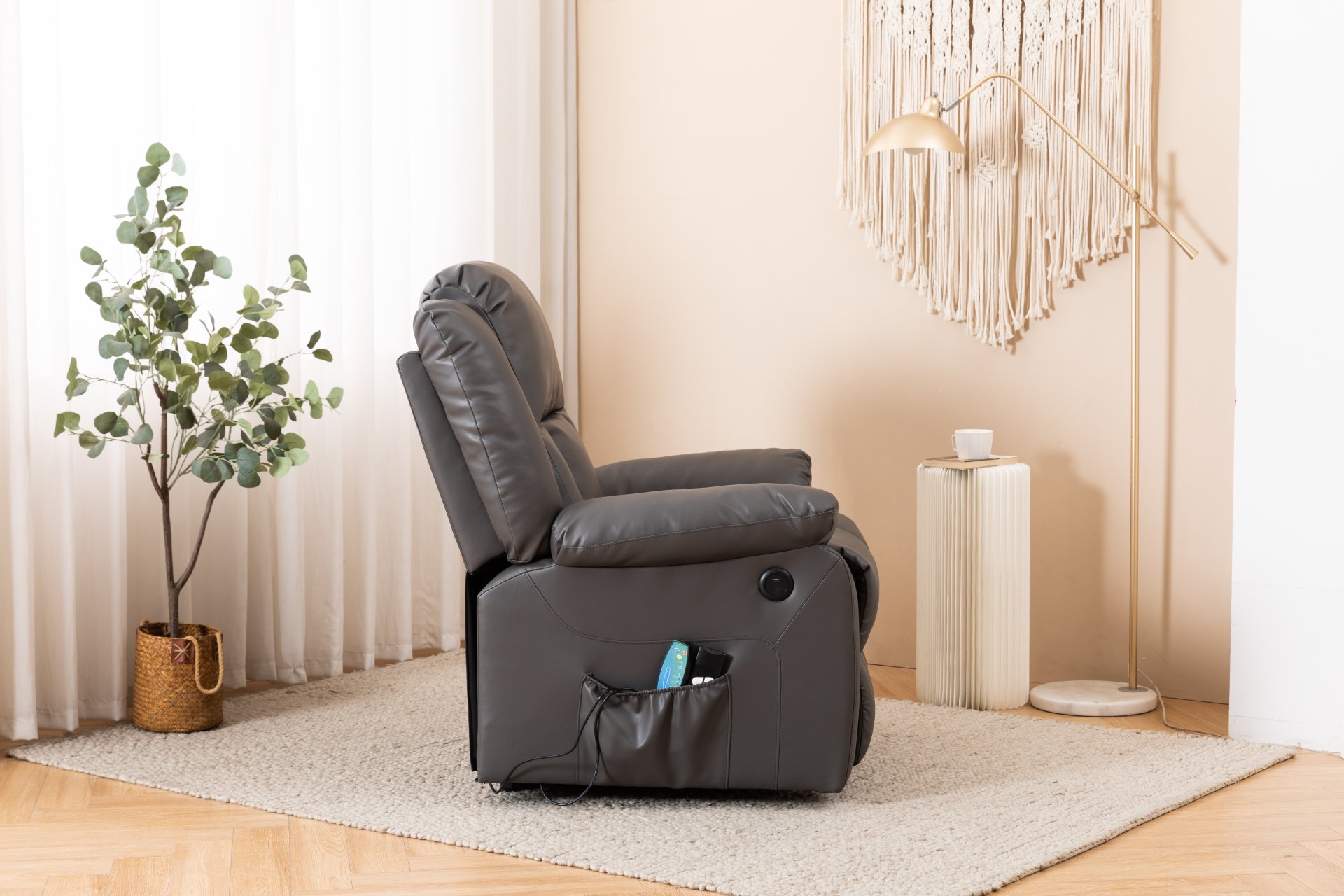 Electric Power Massage Recliner Chair - Dark Gray - Image 11
