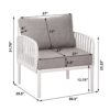 Outdoor Patio Club Chair, Modern Patio Furniture, Waterproof Thick Cushion Deep Seating For Porch, Balcony - White / Light Gray - Image 3