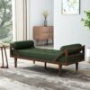 Chic Modern Chaise Lounge With Button Tufting And Bentwood Design - Blackish Green - Image 2