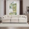 Stylish Oversized Modular Cushioned Sofa With 3 Ottomans Light Corduroy - Beige - Image 12