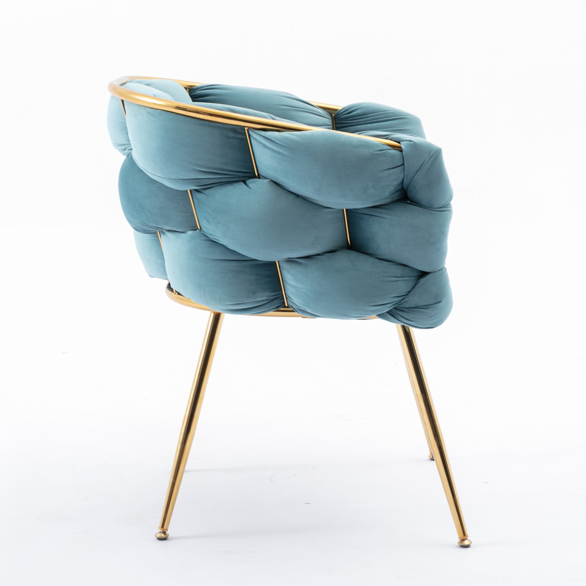 Luxury Modern Simple Leisure Velvet Single Sofa Chair Bedroom Lazy Person Household Dresser Stool Manicure Table Back Chair (Set of 2) - Blue - Image 15