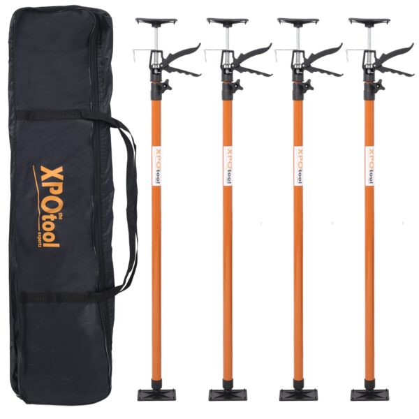 Adjustable Steel Support Pole System For Drywalls And Cabinets, Extends 45 To 114" - Black / Brown