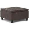 Harrison - Small Square Coffee Table Storage Ottoman - Distressed Brown - Image 7