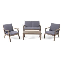 Avacyn - Outdoor 4 Seater Chat Set With Cushions - Gray