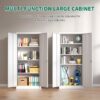 Heavy Duty Metal Garage Storage Cabinet, Steel Locking Cabinet With Adjustable Shelves - Brushed Nickel - Image 7