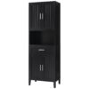 Freestanding Tall Bathroom Cabinet With Soft Close Doors And Adjustable Shelves - Black - Image 12