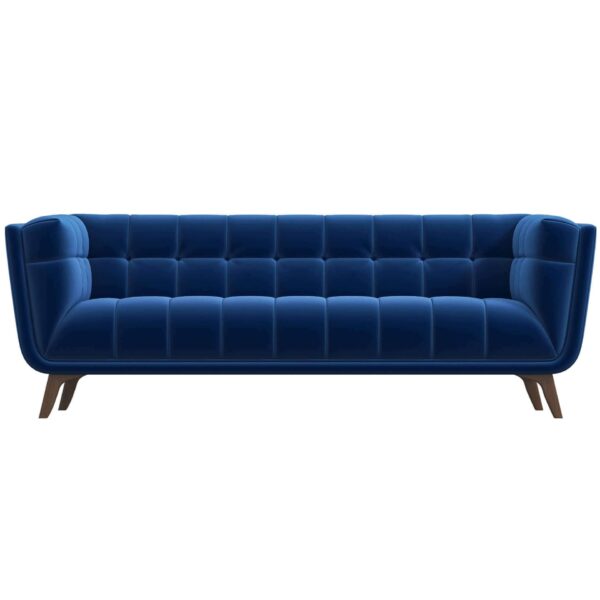 Addison - Large Velvet Sofa - Brown / Navy Blue