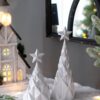 Resin / Foil Christmas Tree With Star Top (Set of 3) - White / Silver - Image 9
