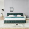 Modern King Size Upholstered Bed With Headboard And Storage Drawer - Blue / Green - Image 8