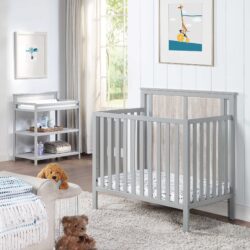 Connelly - Mini Crib With Mattress Pad - Gray, Rockport Gray