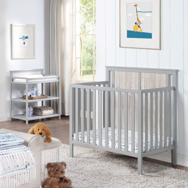 Connelly - Mini Crib With Mattress Pad - Gray, Rockport Gray