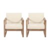 Outdoor Acacia Wood Patio Club Chair, Wood Patio Furniture, Waterproof Thick Cushion Deep Seating For Porch - Brown Wash / Beige - Image 16