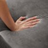 Wide Sofa With Jeweled Buttons, Square Arm, 2 Pillows - Gray - Image 7