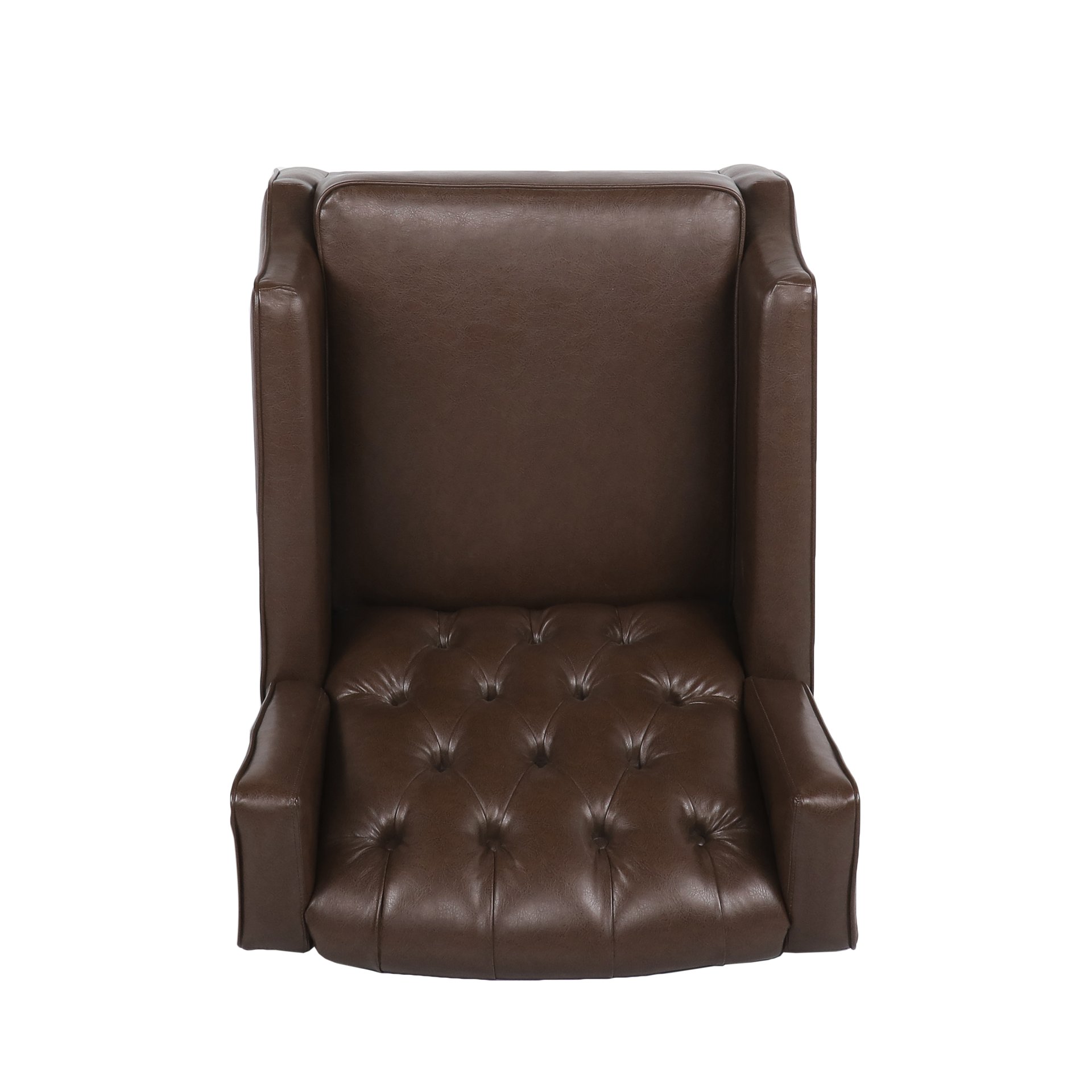 Amedou - Contemporary Tufted Wingback Rocking Chair - Dark Brown - Image 9