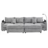Modern Style 4 - Seater Sofa Sectional Sofa Couch With Storage Space, Two Movable Ottomans, Two USB Ports, Two Cup Holders, A Phone Holder For Living Room - Gray - Image 20
