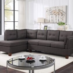 Dalia - Linen Modern Sectional Sofa With Left Facing Chaise - Dark Gray