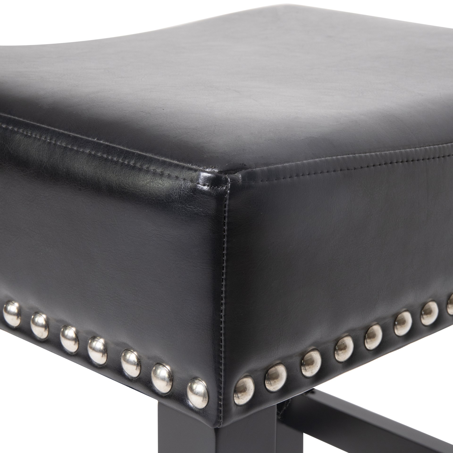 Soltique - Backless Dining Counter Stool With Leather Upholstered And Nailhead Trim (Set of 2) - Black - Image 8