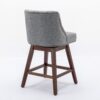 Counter Height Swivel Barstools, 26'' H Seat Height Upholstered Bar Stools (Set of 2), Fabric - Gray - Image 6