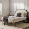 Queen Bed Frame Traditional Upholstered Metal - Tan - Image 3