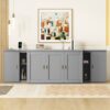 Full Size Murphy Bed With Shelves, Cabinets And USB Ports - Gray - Image 10