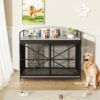 Heavy Duty Large Dog Crate Furniture For Large Medium Dog, Farmhouse Wooden Dog Kennel Indoor End Table, Decorative Pet House For Large Dogs - Gray - Image 2