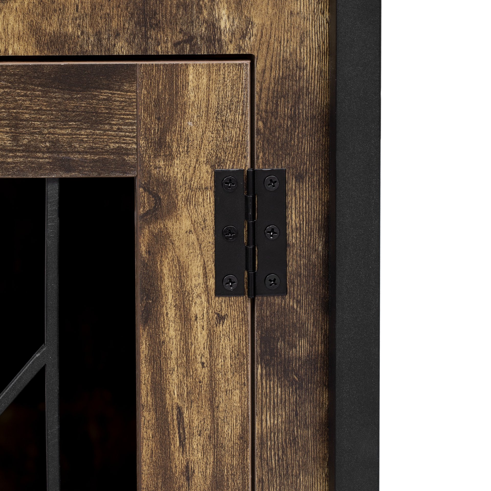 Furniture Style 2 In 1 Pet Friendly Dog Crate Composite Desk Hutch - Rustic Brown - Image 14