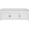 Storage Bench With 3 Shutter-Shaped Doors, Shoe Bench With Removable Cushion And Hidden Storage Space - White - Image 10
