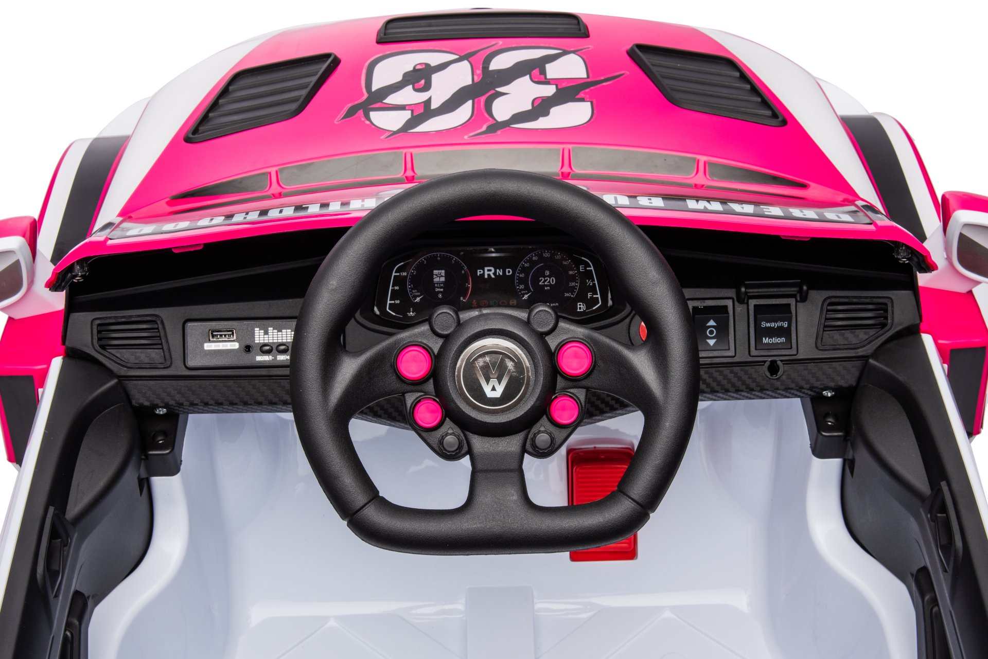12V4A 20W*2 One Button Start, Forward And Backward, High And Low Speed, Music, Front Light, Power Display, Two Doors Can Open, 2.4G R / C, Seat Belt Four Wheel Absorber Kids Ride On Car - Pink - Image 12