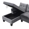 Modern Sectional Sofa Set With L Shape Chaise Lounge, Cup Holder, And Storage - Gray - Image 14