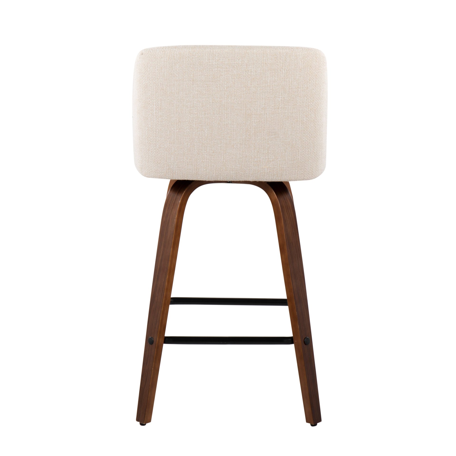 Toriano - Mid-Century Modern Fixed Height Counter Stool & Square Footrest (Set of 2) - Walnut / Cream - Image 5