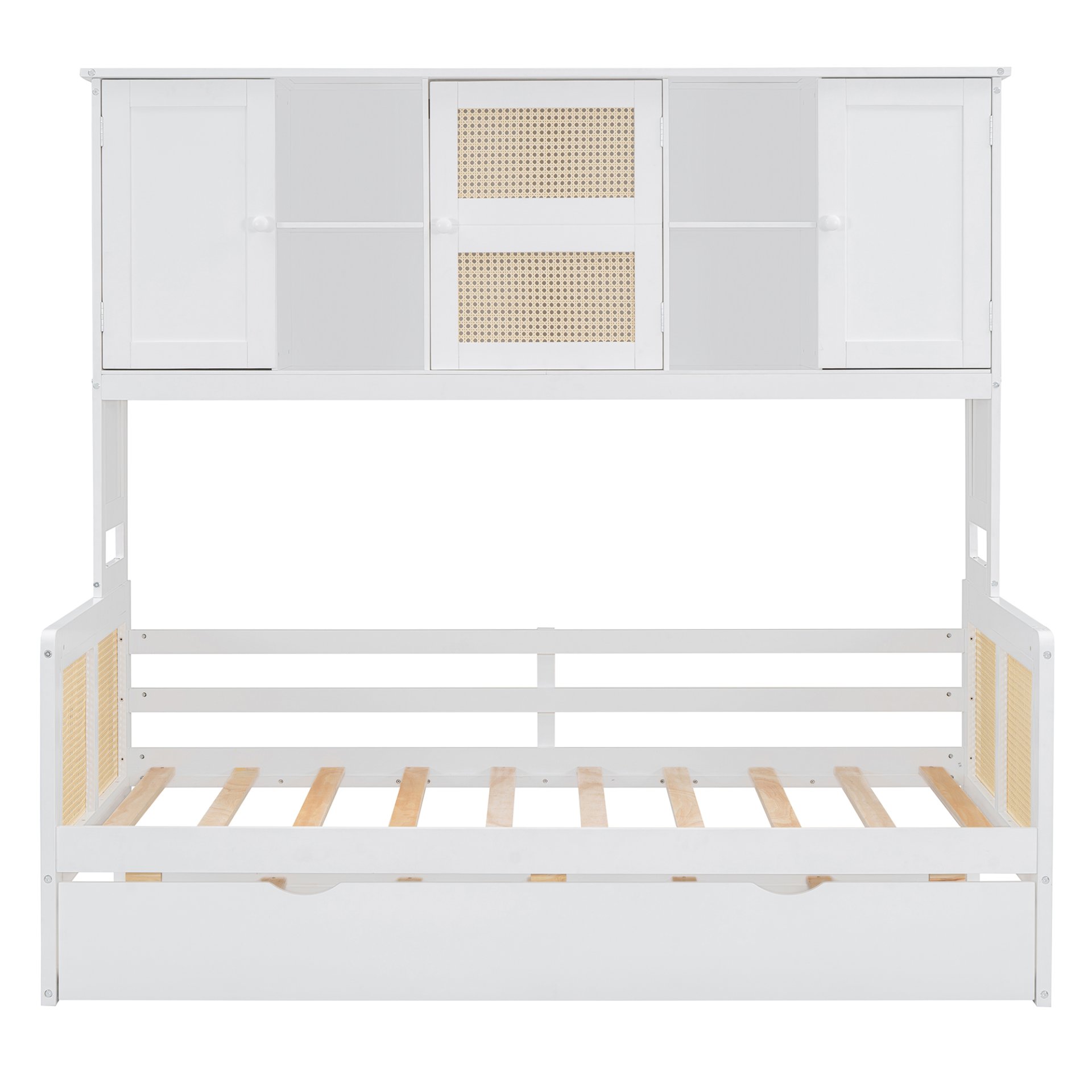 Twin Size Wooden Daybed & Twin Size Trundle, And All In One Cabinet And Shelf - White - Image 7