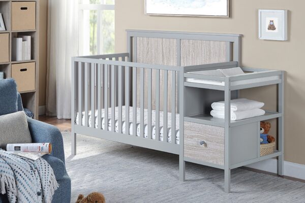 Connelly - 4 In 1 Crib and Changer Combo - Gray, Rockport Gray