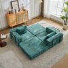 Convertible Floor Sofa Bed With Fixed Shape Frame, Loveseats Boneless Modular Sectional, For Living Room - Dark Green - Image 16